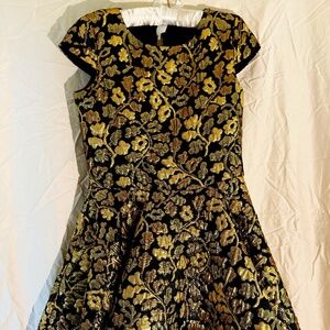 David Charles Jacquard Black & Gold Dress Girls size 10